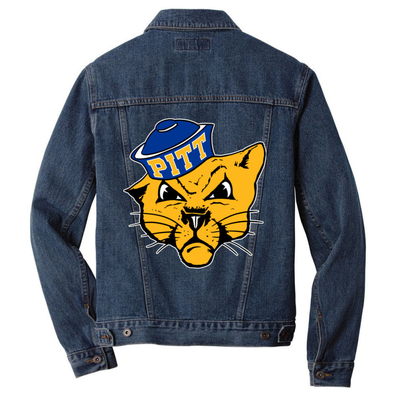 Vintage Pittsburg Panther Mascot Wearing A Cap Men Denim Jacket | Artistshot