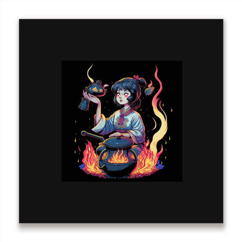 Woman Cooking Metal Print Square | Artistshot