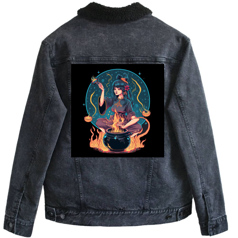 Japanesse Woman Unisex Sherpa-lined Denim Jacket | Artistshot