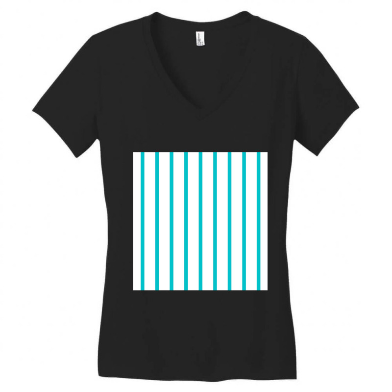 Vertical Blue And White Striped Chiffon Top Women's V-Neck T-Shirt by JONNELLENORTONN | Artistshot