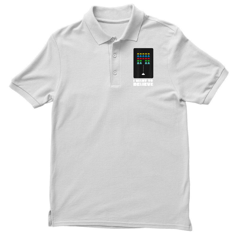 I Want To Believe Space Alien Invaders T Shirt Men's Polo Shirt by galloywa | Artistshot