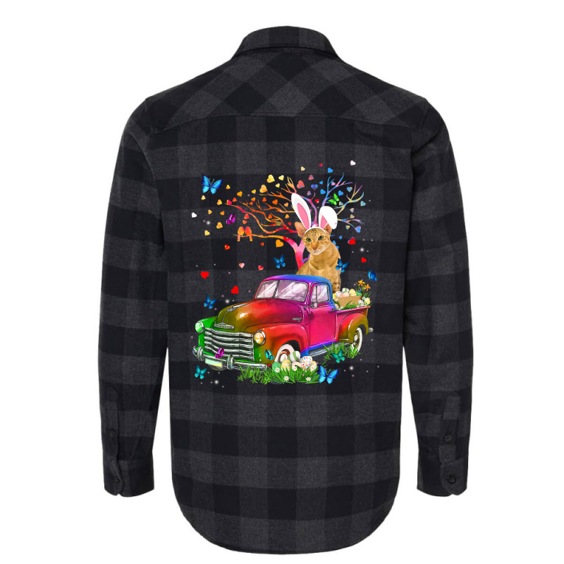 Oriental Cat Bunny Truck Hunting Eggs Tree Easter  Flannel Shirt | Artistshot