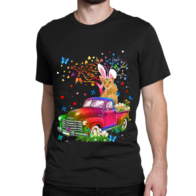 Oriental Cat Bunny Truck Hunting Eggs Tree Easter  Classic T-shirt | Artistshot