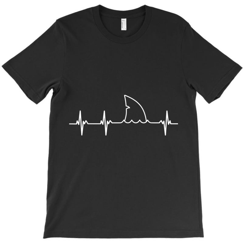 Shark Fish Ocean White Fin Heartbeat Graphic Cool T-shirt | Artistshot