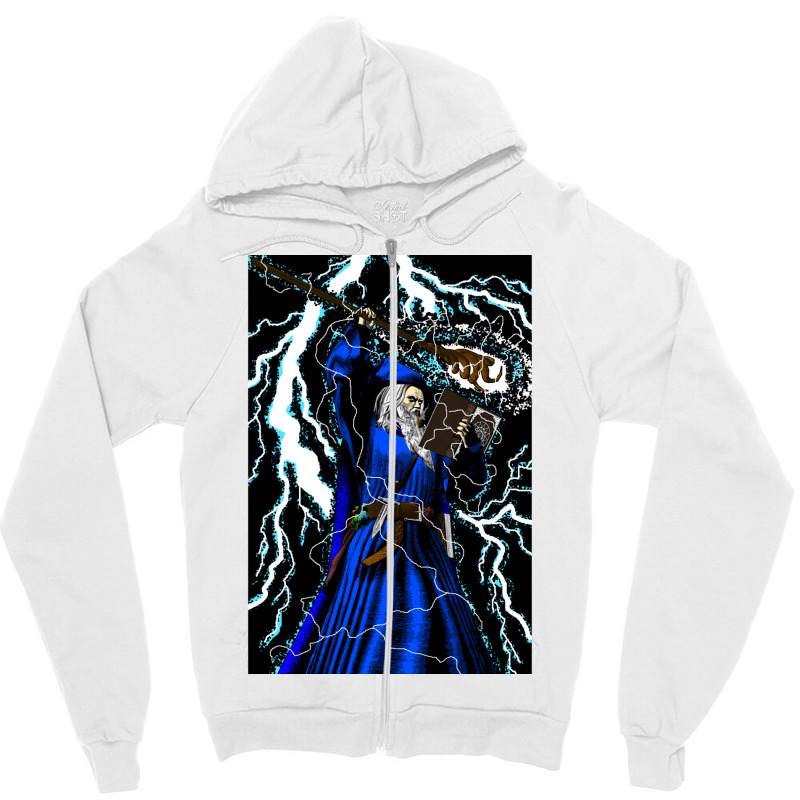 Merlin   Traditional High Fantasy Wizard (blue) Zipper Hoodie | Artistshot