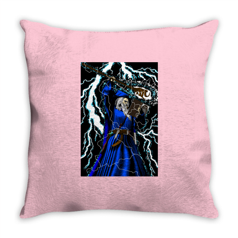 Merlin   Traditional High Fantasy Wizard (blue) Throw Pillow | Artistshot