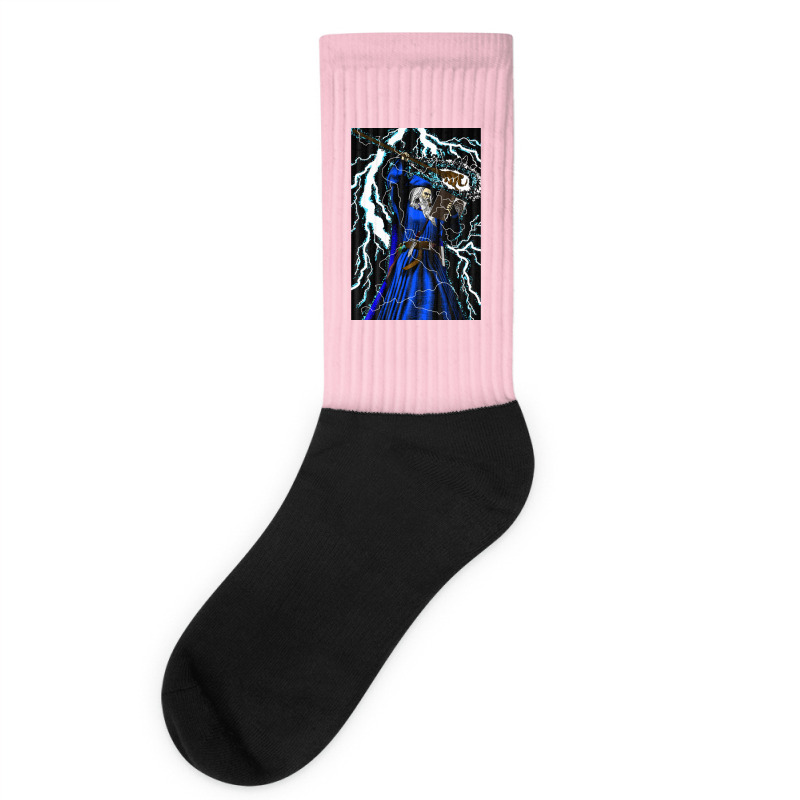 Merlin   Traditional High Fantasy Wizard (blue) Socks | Artistshot