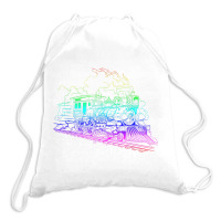 Railroad Model Train Steam Train Glow Model Railro Drawstring Bags | Artistshot