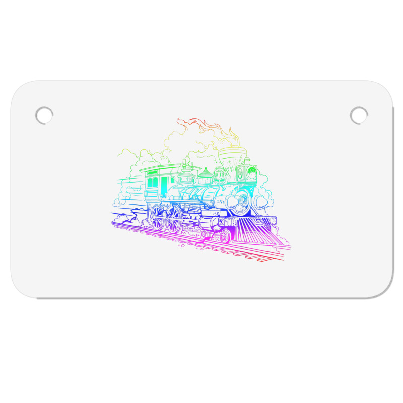 Railroad Model Train Steam Train Glow Model Railro Motorcycle License Plate | Artistshot