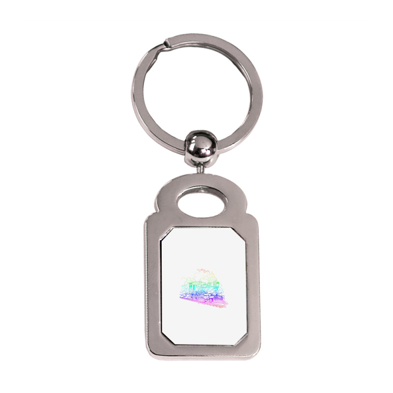 Railroad Model Train Steam Train Glow Model Railro Silver Rectangle Keychain | Artistshot