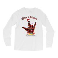 Merry Christmas Sign Language Asl Santa Hat Xmas R Long Sleeve Shirts | Artistshot