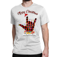 Merry Christmas Sign Language Asl Santa Hat Xmas R Classic T-shirt | Artistshot