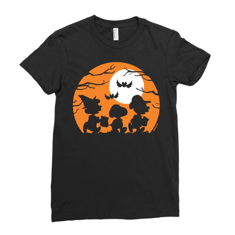 Peanuts  Halloween  Trick Or Treat Silhouettes Ladies Fitted T-Shirt by KimberleeWilson786 | Artistshot