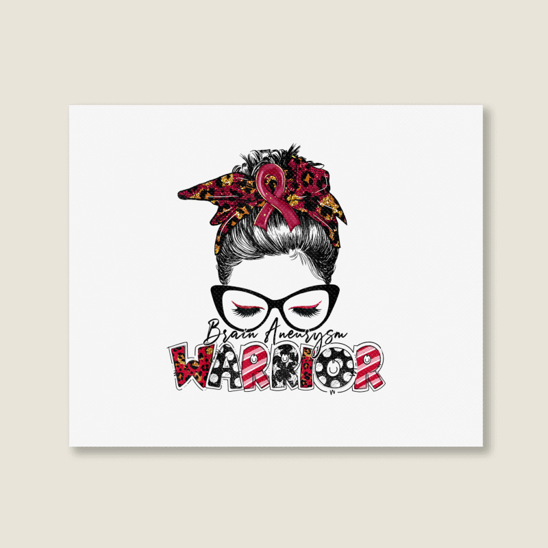 Messy Bun Women Burgundy Ribbon Brain Aneurysm War Landscape Canvas Print | Artistshot