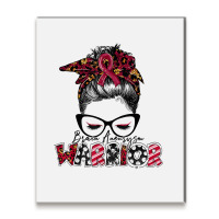 Messy Bun Women Burgundy Ribbon Brain Aneurysm War Metal Print Vertical | Artistshot