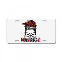 Messy Bun Women Burgundy Ribbon Brain Aneurysm War License Plate | Artistshot