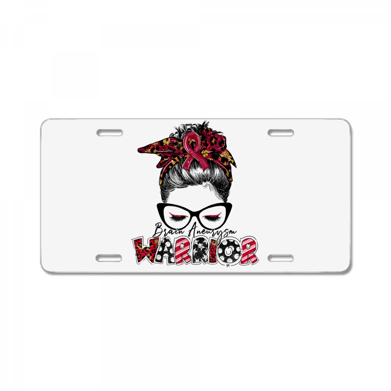 Messy Bun Women Burgundy Ribbon Brain Aneurysm War License Plate | Artistshot