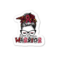 Messy Bun Women Burgundy Ribbon Brain Aneurysm War Sticker | Artistshot