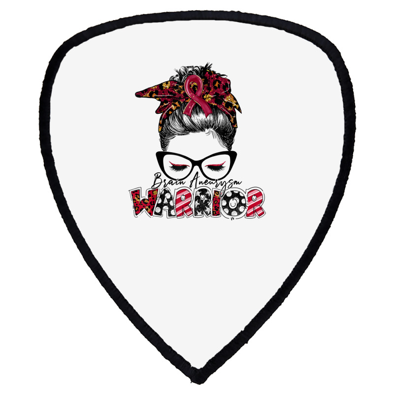 Messy Bun Women Burgundy Ribbon Brain Aneurysm War Shield S Patch | Artistshot