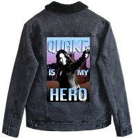 Quake Is My Hero Poster Unisex Sherpa-lined Denim Jacket | Artistshot