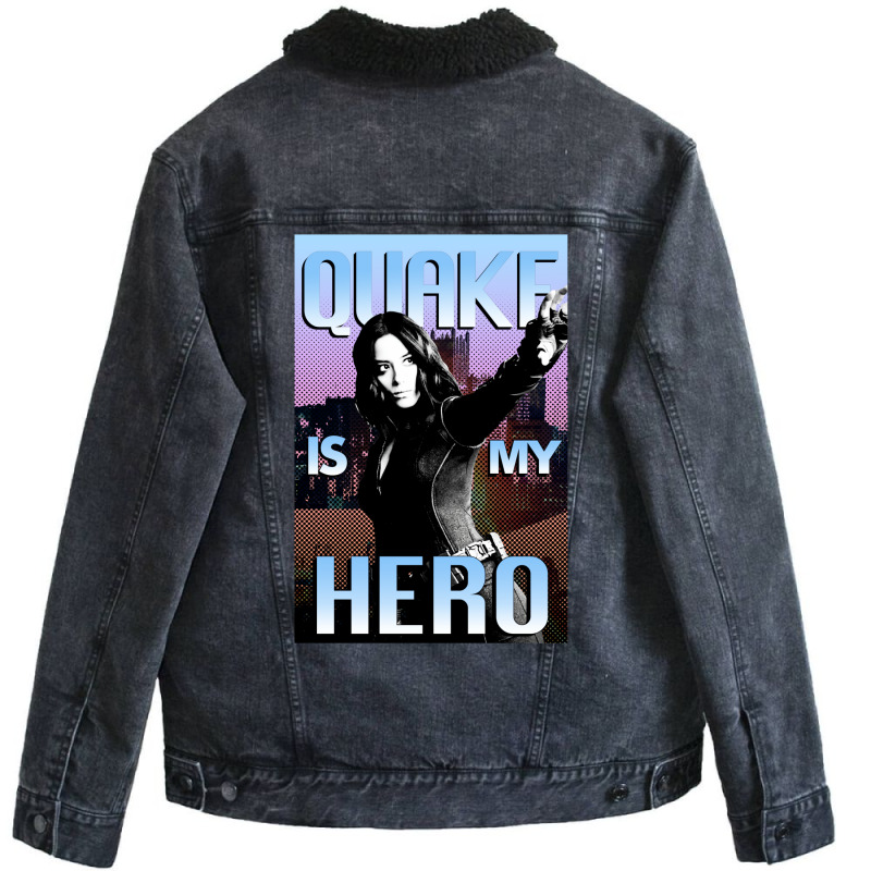 Quake Is My Hero Poster Unisex Sherpa-Lined Denim Jacket by paturusharpek | Artistshot