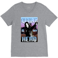 Quake Is My Hero Poster V-neck Tee | Artistshot