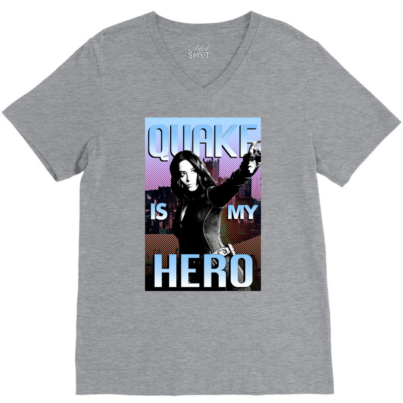 Quake Is My Hero Poster V-Neck Tee by paturusharpek | Artistshot