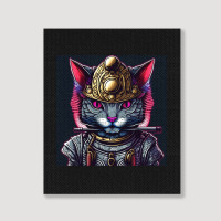 Samurai Cyborg Cat Portrait Canvas Print | Artistshot