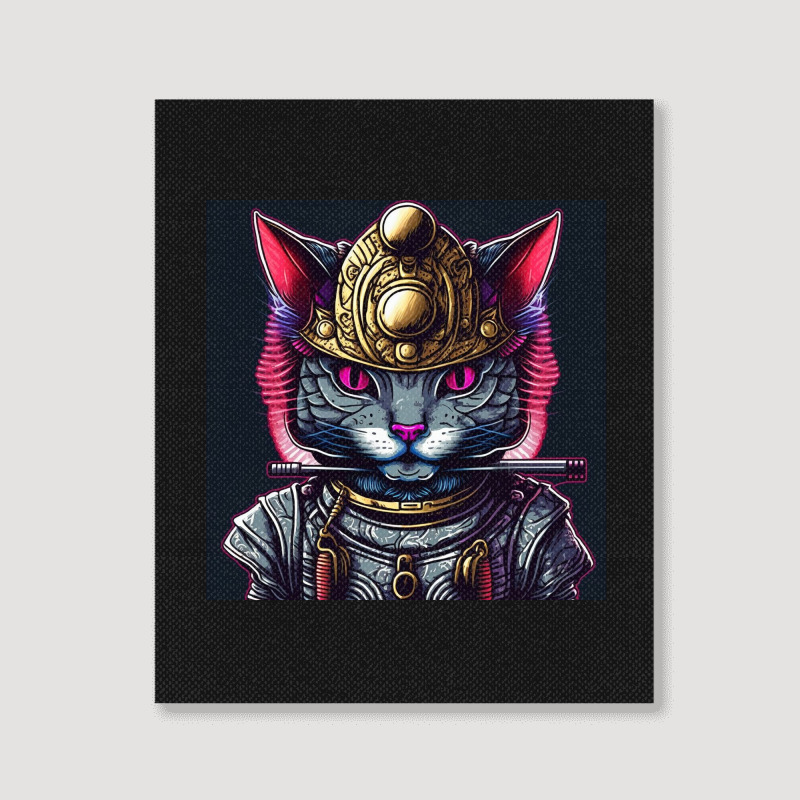 Samurai Cyborg Cat Portrait Canvas Print | Artistshot