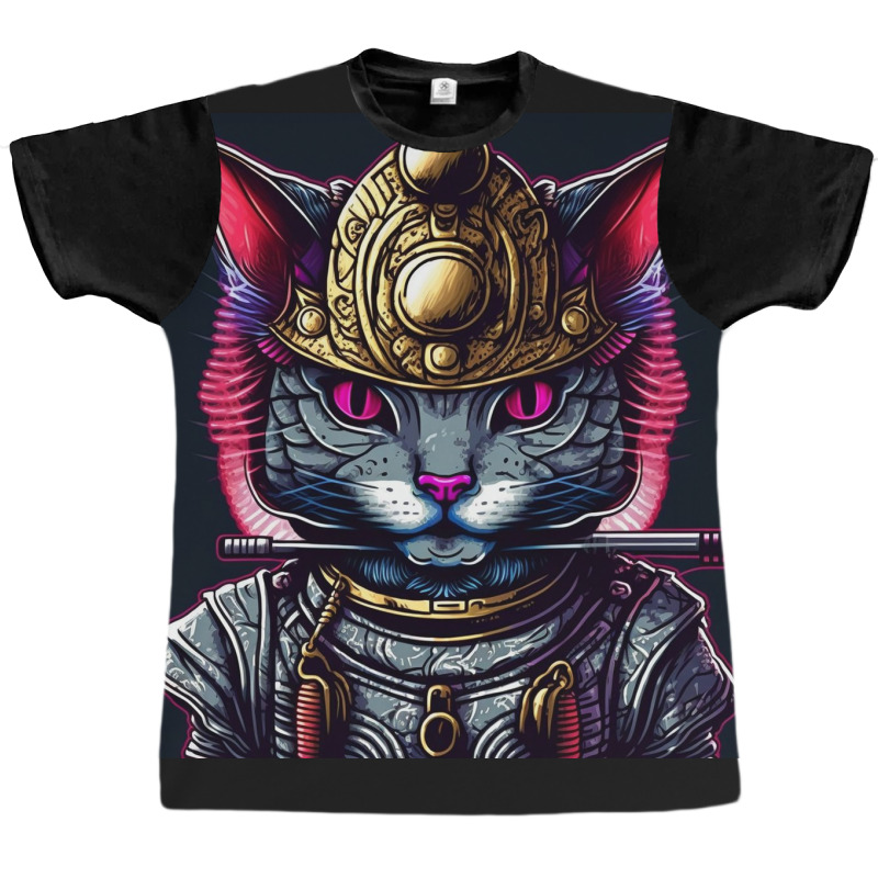 Samurai Cyborg Cat Graphic T-shirt | Artistshot