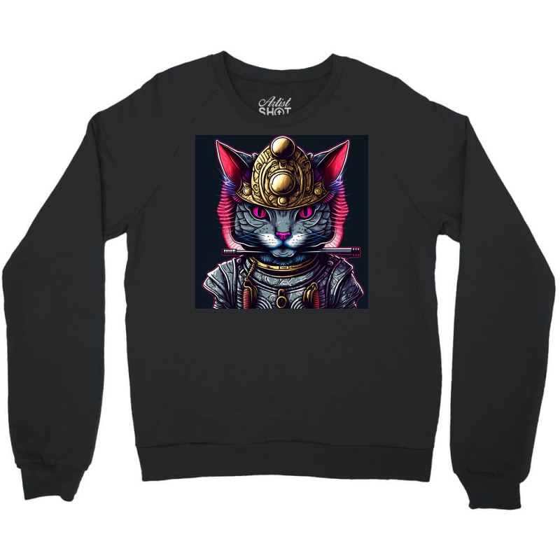 Samurai Cyborg Cat Crewneck Sweatshirt | Artistshot