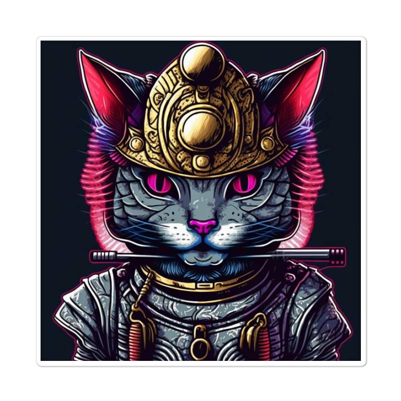 Samurai Cyborg Cat Sticker | Artistshot