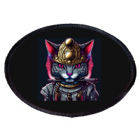 Samurai Cyborg Cat Oval Patch | Artistshot