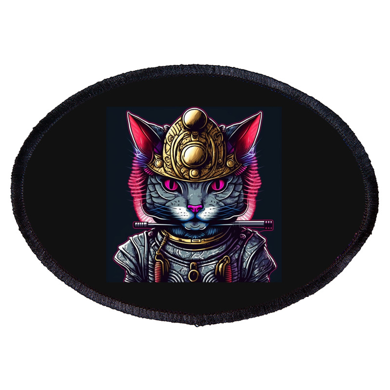 Samurai Cyborg Cat Oval Patch | Artistshot