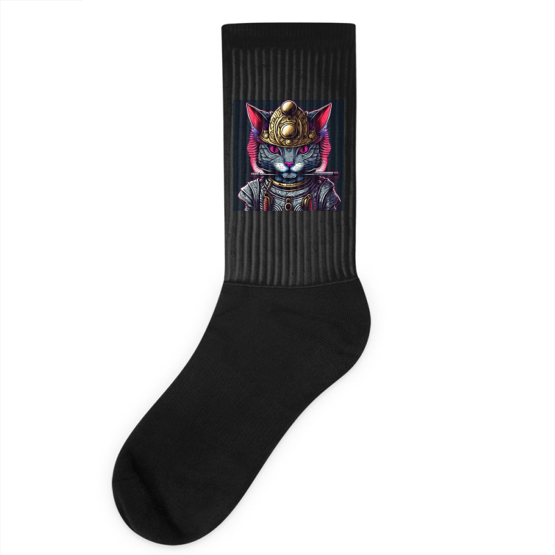 Samurai Cyborg Cat Socks | Artistshot