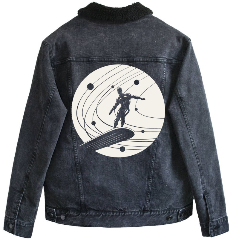 Silver Surfer Minimalist White Unisex Sherpa-Lined Denim Jacket by paturusharpek | Artistshot