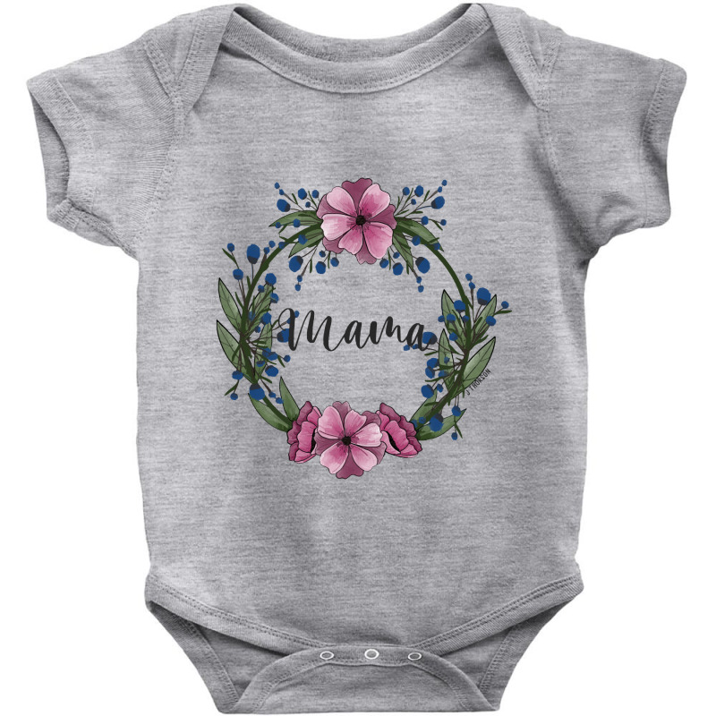 Mama Floral Design Baby Bodysuit by Ja98 | Artistshot