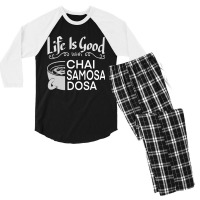 India Food Culture Chai Samosa Desi Humor Funny Men's 3/4 Sleeve Pajama Set | Artistshot