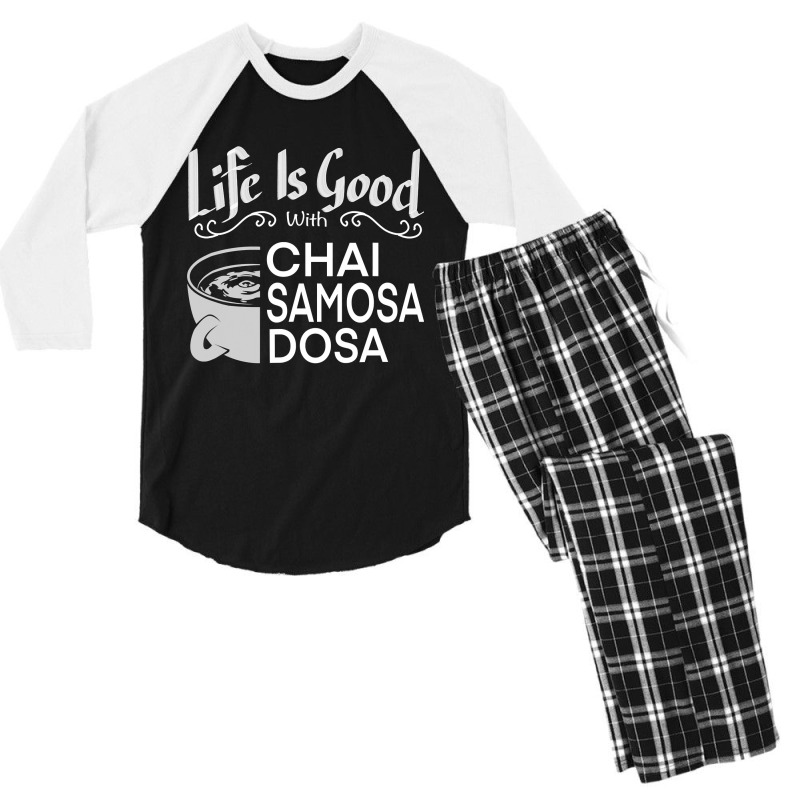 India Food Culture Chai Samosa Desi Humor Funny Men's 3/4 Sleeve Pajama Set by home12 | Artistshot