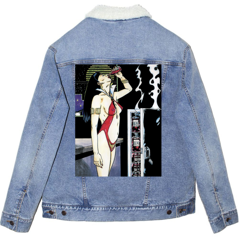 Vampirella Midnight Snack Unisex Sherpa-Lined Denim Jacket by btrosmalada0 | Artistshot