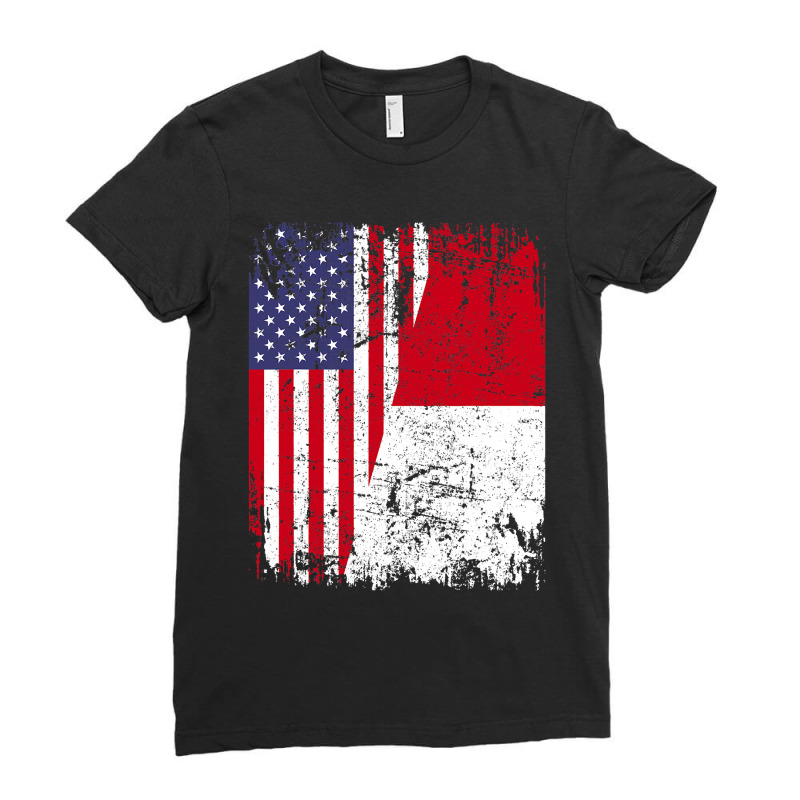 Indonesian Roots  Half American Flag  Usa Indonesi Ladies Fitted T-shirt | Artistshot