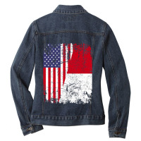 Indonesian Roots  Half American Flag  Usa Indonesi Ladies Denim Jacket | Artistshot