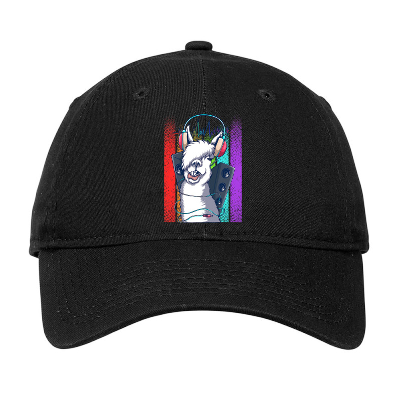 Funny Llama Listening To Music Novelty Graphic Tee Adjustable Cap by kerrmanthez | Artistshot