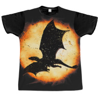 Flying Dragon Halloween Moon Mythical Fantasy Retr Graphic T-shirt | Artistshot