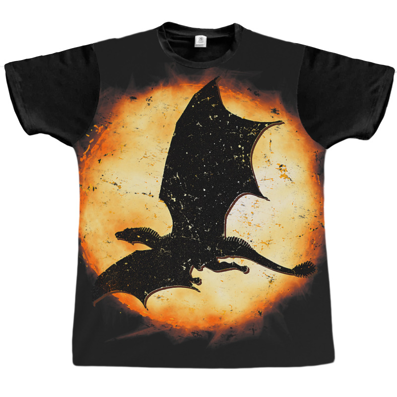 Flying Dragon Halloween Moon Mythical Fantasy Retr Graphic T-shirt by kerrmanthez | Artistshot