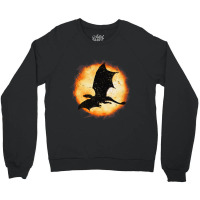 Flying Dragon Halloween Moon Mythical Fantasy Retr Crewneck Sweatshirt | Artistshot