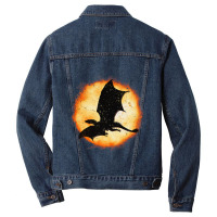 Flying Dragon Halloween Moon Mythical Fantasy Retr Men Denim Jacket | Artistshot