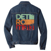 313 Detroit Area Code Michigan State Vintage Retro Men Denim Jacket | Artistshot