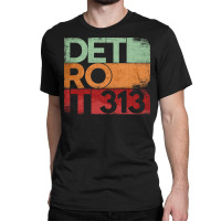 313 Detroit Area Code Michigan State Vintage Retro Classic T-shirt | Artistshot