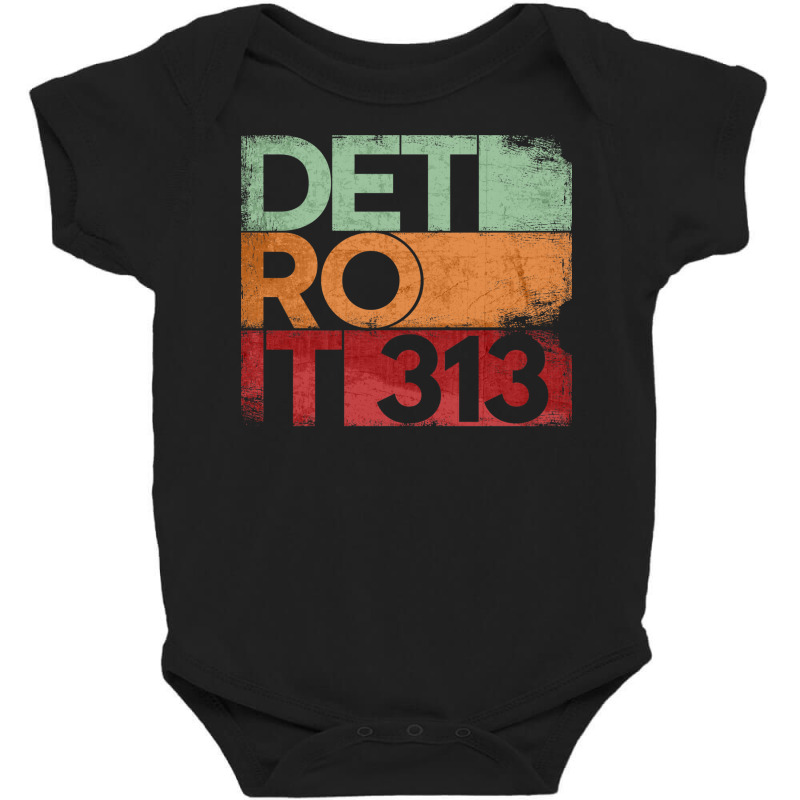 313 Detroit Area Code Michigan State Vintage Retro Baby Bodysuit by SamsulArt | Artistshot